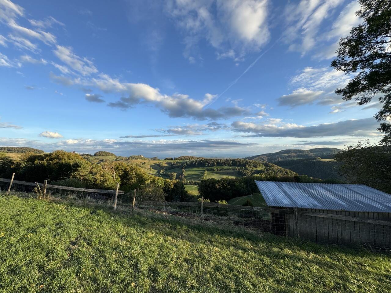Panorama szwajcarskich wzgórz w okolicy Zofingen